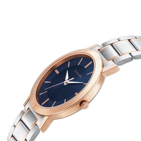 Sonata Quartz Analog Blue Dial Stainless Steel Strap Watch for Men - image number 2