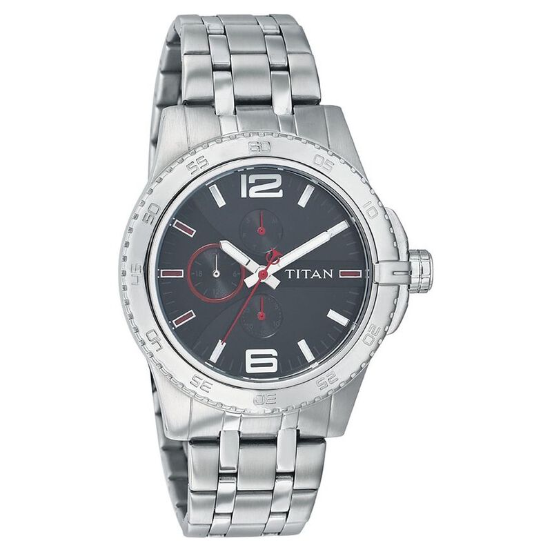 Titan Quartz Multifunction Black Dial Watch for Men