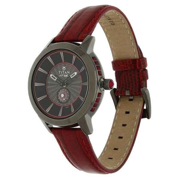 Titan Quartz Analog Solar Black Dial Leather Strap Watch for Women - image number 1
