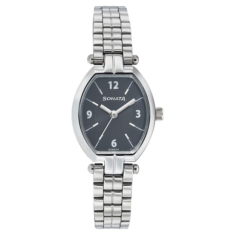 Sonata Quartz Analog Black Dial Metal Strap Watch for Women
