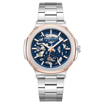 Kenneth Cole Automatic Blue Dial With Silver Stainless Steel Strap Watch For Men