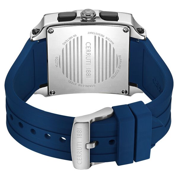 Cerruti 1881 Quartz Chronograph Blue Dial Blue Silicone Strap Watch For Men - image number 3