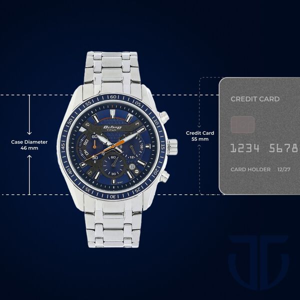 Titan Quartz Chronograph Blue Dial Stainless Steel Strap Watch for Men - image number 2