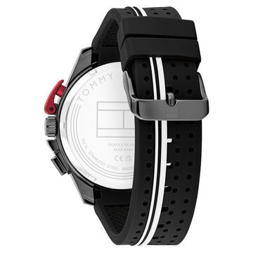 Tommy Hilfiger Quartz Chronograph Black Dial Black Silicone Strap Watch For Men