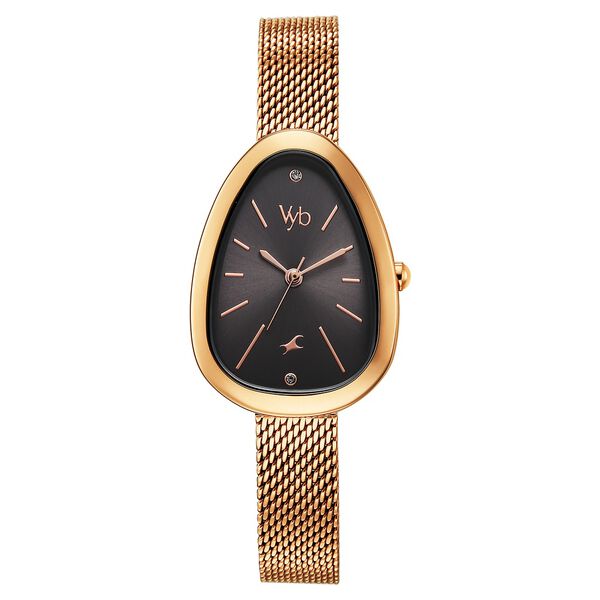 Vyb Prodigy By Fastrack Quartz Analog Grey Dial Rose Gold Stainless Steel Strap Watch For Girls - image number 1
