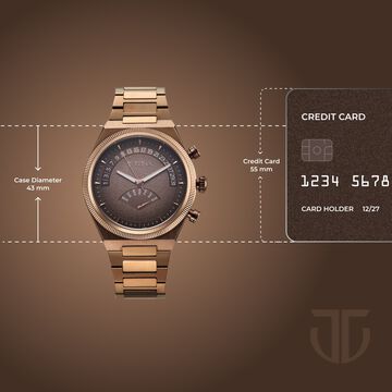 Titan Micromotors Analog with Retrograde Day and Date and Brown Dial Coffee Stainless Steel Strap Watch for Men