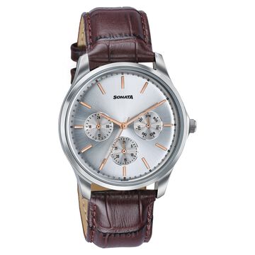 Sonata Men's Work Wear silver dial Watch - Premium Multifunction design for everyday style
