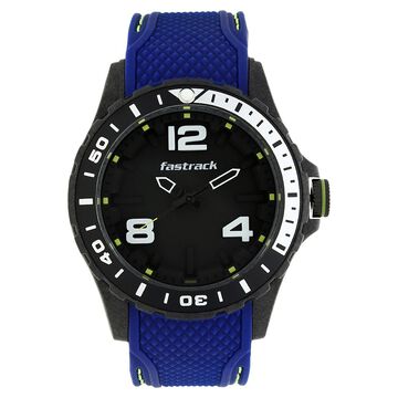 Fastrack Light Weight Quartz Analog Black Dial Silicone Strap Watch for Guys