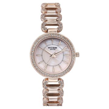 Sonata Poze Quartz Analog Pink Dial Rose Gold Color Metal Strap Watch For Women