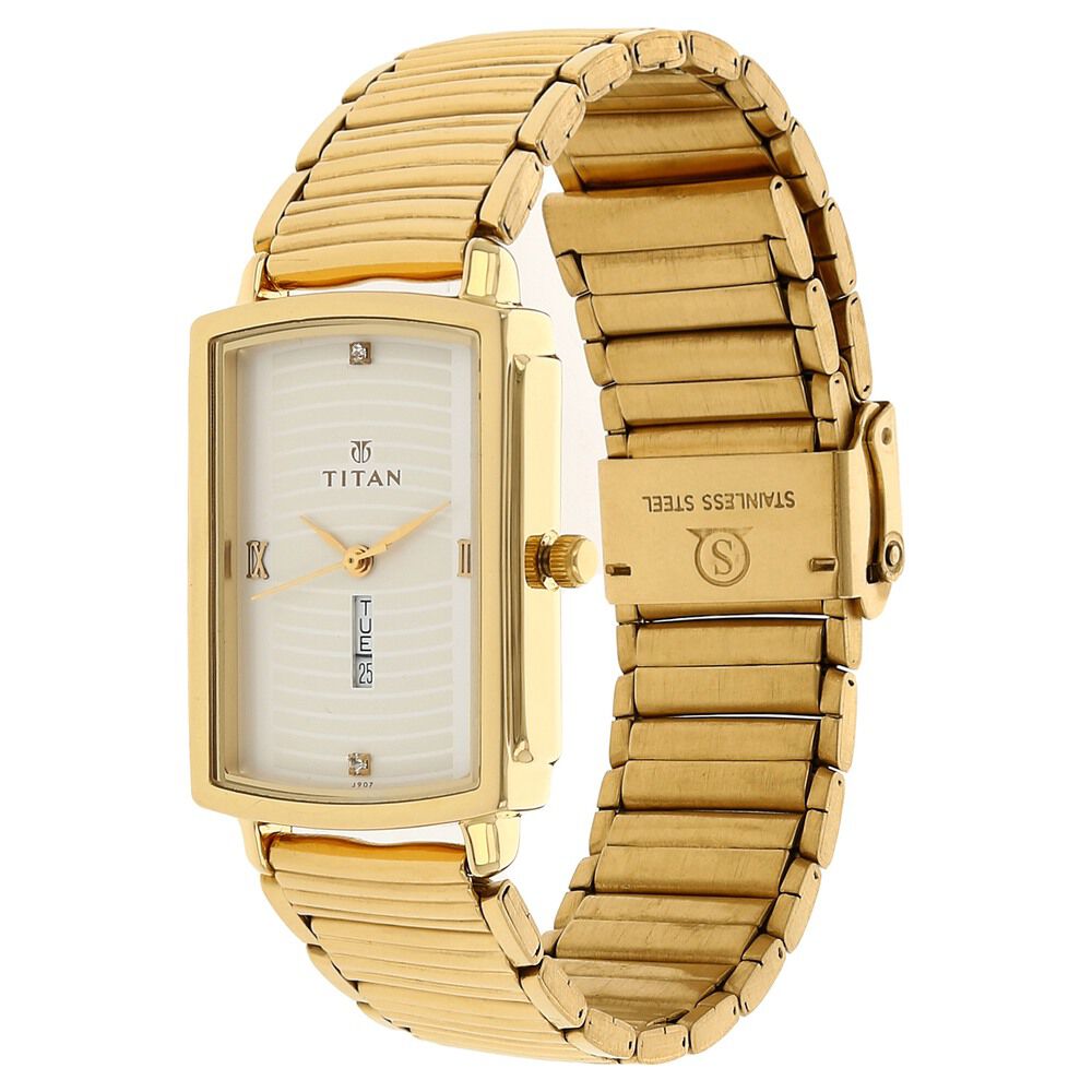 Buy Online Titan Analog with Day and Date White Dial Stainless Steel Strap watch for Men nk1459ym01 Titan