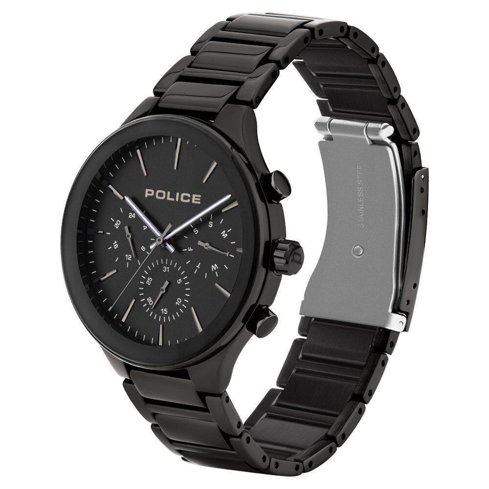 Buy Online Police Quartz Multifunction Black Dial Metal Strap