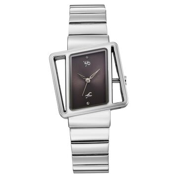 Vyb Runway By Fastrack Quartz Analog Grey Dial Silver Stainless Steel Strap Watch For Girls