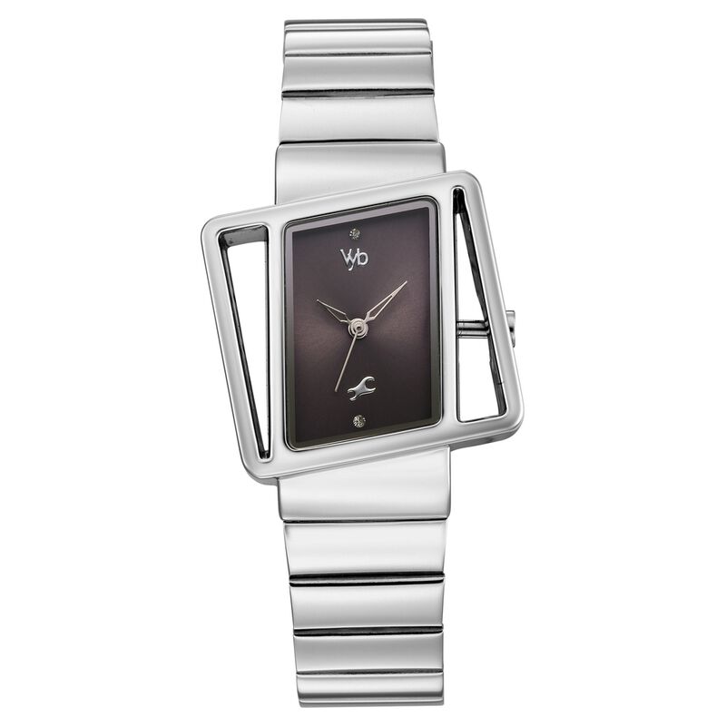Vyb Runway By Fastrack Quartz Analog Grey Dial Silver Stainless Steel Strap Watch For Girls