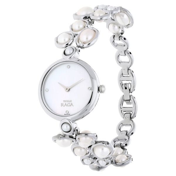 Titan Raga Mother of Pearl Dial Women Watch With Metal Strap - image number 1
