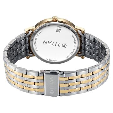 Titan Elegance Analog with Small Second and White Dial Stainless Steel Two Toned Strap Watch for Men