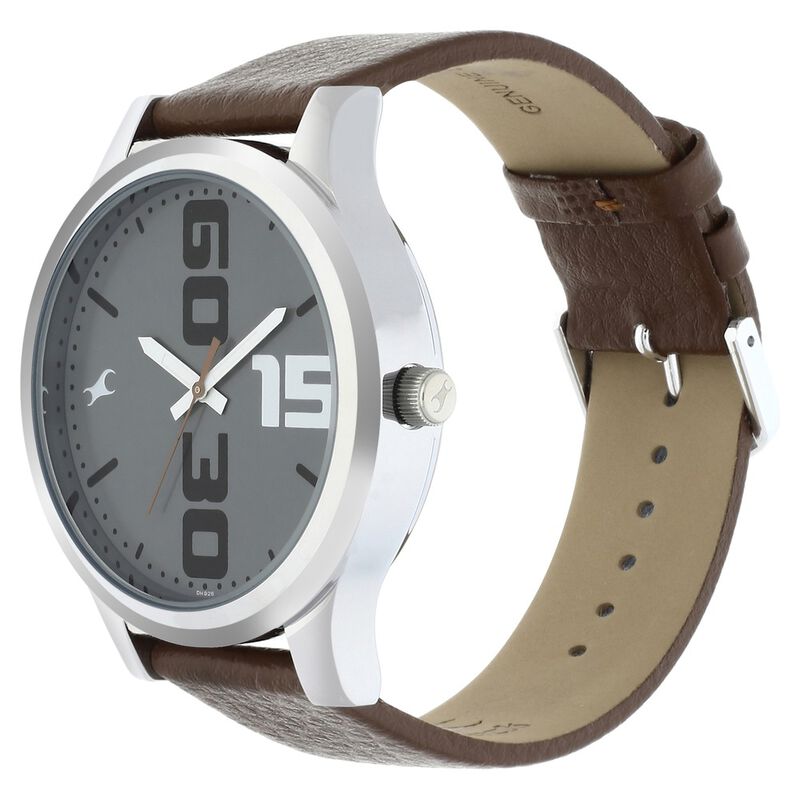 Fastrack Bold Quartz Analog Grey Dial Leather Strap Watch for Guys - image number 2