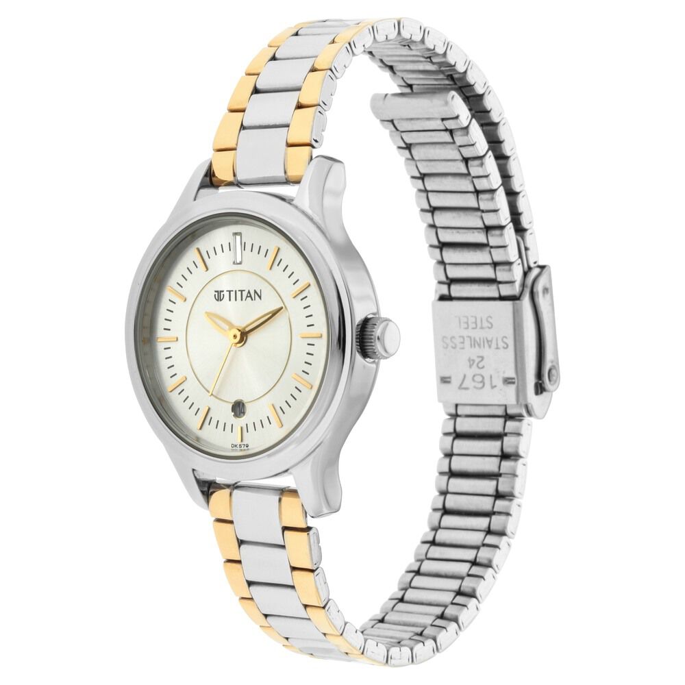 Buy Online Titan Quartz Analog with Date Silver Dial Metal Strap Watch for Women ns2638bm01 Titan