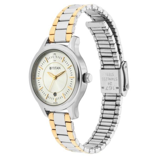 Titan Quartz Analog with Date Silver Dial Metal Strap Watch for Women - image number 2