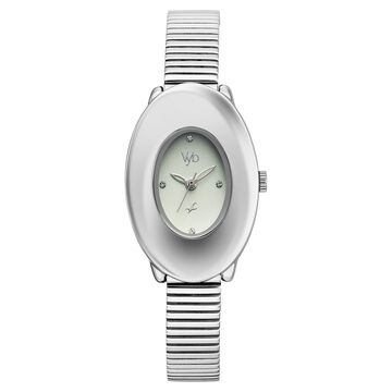 Vyb Runway By Fastrack Quartz Analog Green Dial Silver Stainless Steel Strap Watch For Girls
