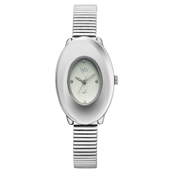 Vyb Runway By Fastrack Quartz Analog Green Dial Silver Stainless Steel Strap Watch For Girls - image number 0