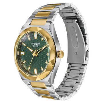 Poze Poze Quartz Analog Green Dial Two Toned Metal Strap Watch For Men
