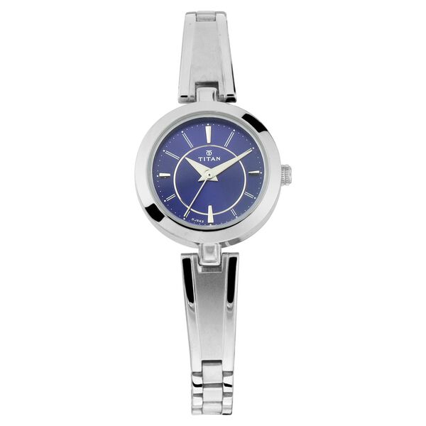 Buy Online Titan Quartz Analog Blue Dial Metal Strap Watch for