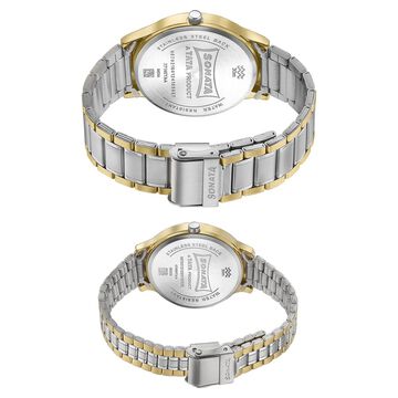 Sonata Modern Bandhan Quartz Analog Silver Dial Stainless Steel Strap Watch for Couple
