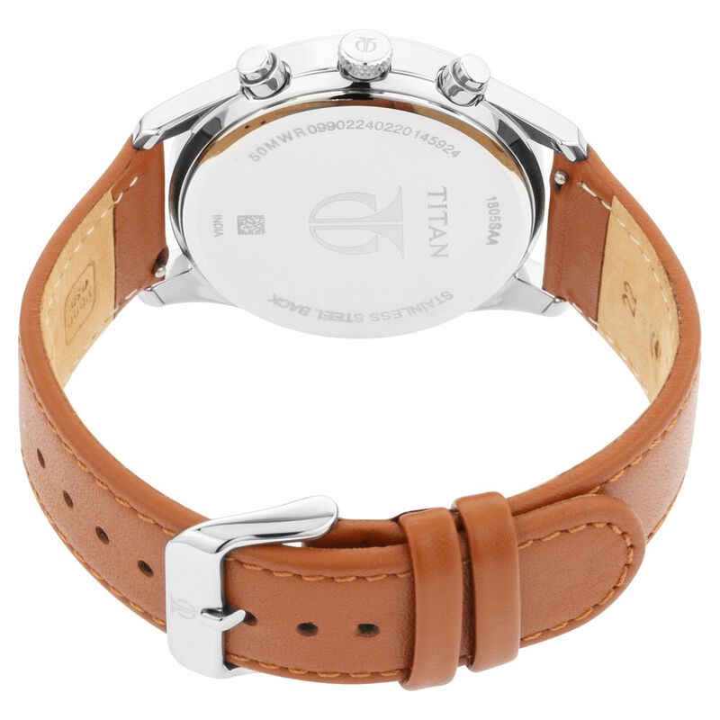 Titan Pay White Dial Quartz Multifunction Leather Strap watch for Men - image number 4