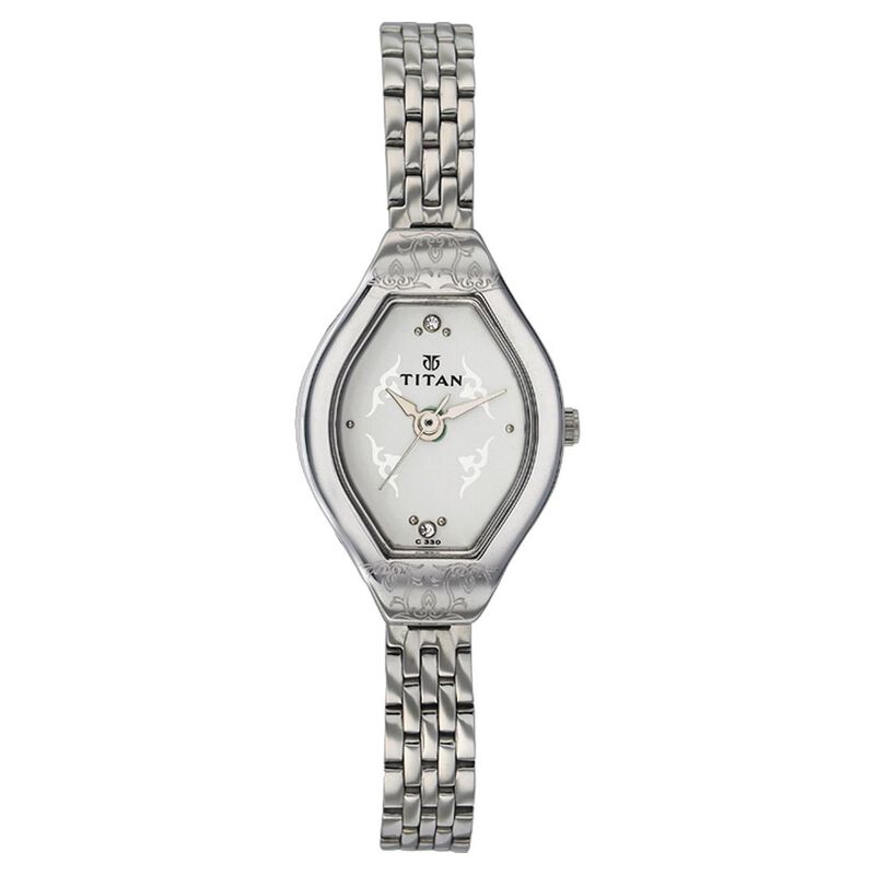 Titan Quartz Analog Silver Dial Watch for Women