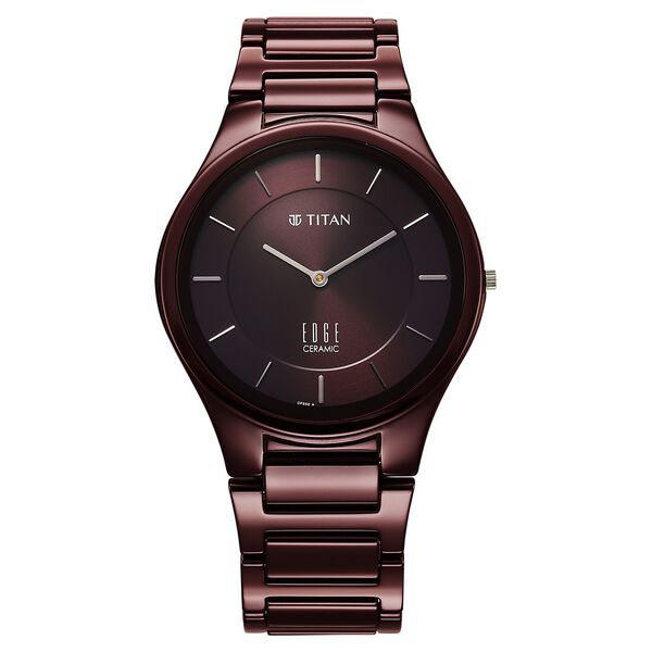 Titan Wine Ceramic Quartz Analog Maroon Dial Ceramic Strap Watch For Men - image number 0