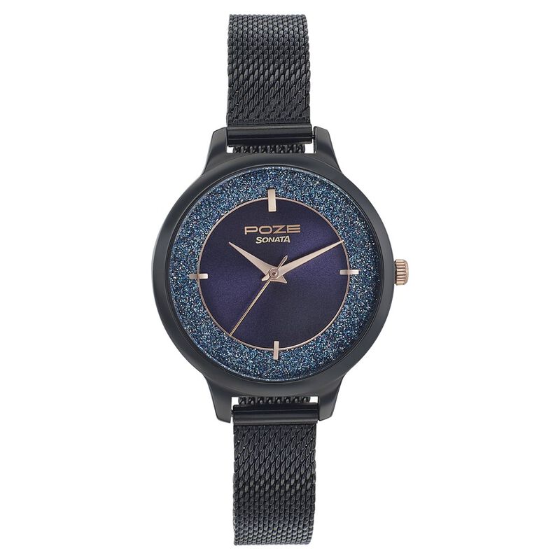 Poze by Sonata Quartz Analog Blue Dial Leather Strap Watch for Women