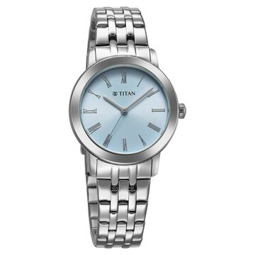 Titan Workmode Quartz Analog Blue Dial Stainless Steel Strap Watch For Women