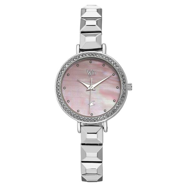 Vyb Enigma By Fastrack Quartz Analog Pink Dial Silver Metal Strap Watch For Girls - image number 1