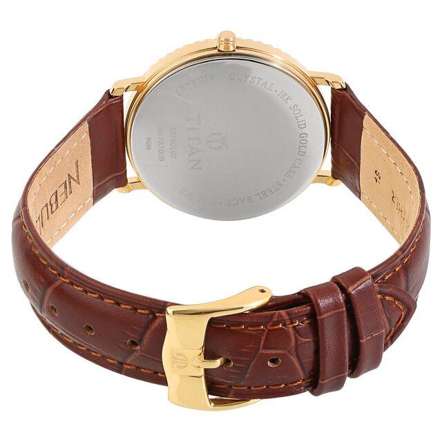 Titan Nebula Vintage 18k Gold Analog Leather Strap Watch for Men 5
