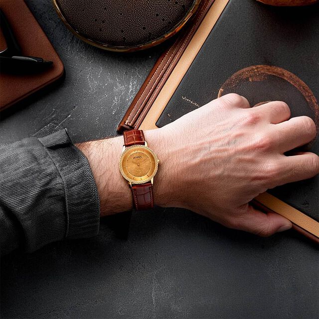 Titan Nebula Vintage 18k Gold Analog Leather Strap Watch for Men 7