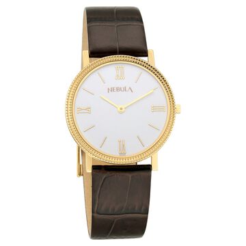 Titan Nebula Vintage 18k Gold Analog Leather Strap Watch for Men