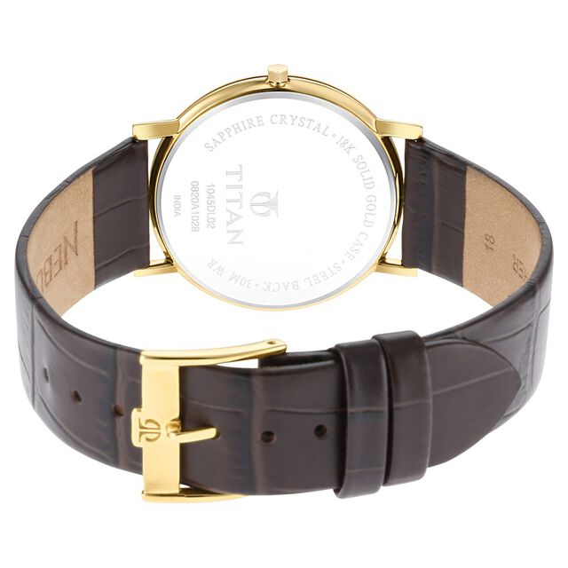 Titan Nebula Vintage 18k Gold Analog Leather Strap Watch for Men 6
