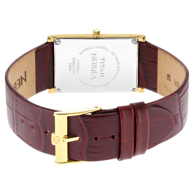 Titan Nebula Ultraslim 18k Gold Analog Diamond studded Bezel Leather Strap Watch for Men 6