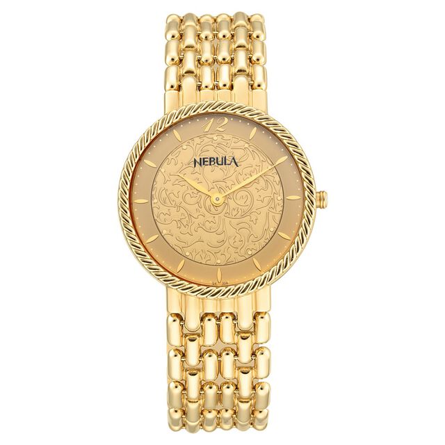 Titan Nebula Vintage 18k Gold Analog Rice Grain Strap Watch for Men 2
