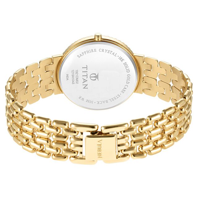 Titan Nebula Vintage 18k Gold Analog Rice Grain Strap Watch for Men 6