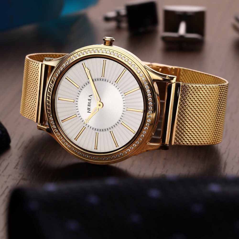 Buy Titan Nebula Vintage Samrat 18k Gold Analog Milanese Strap