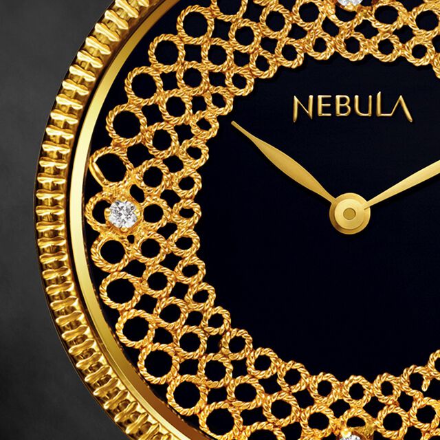 Titan Nebula Filigree 18k Gold Analog Diamond Studded Indices Leather Strap Watch for Men 2
