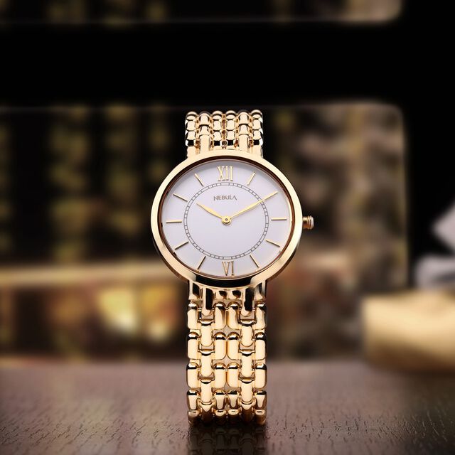 Titan Vintage 18k Gold Analog with Rice Grain Bracelet Watch for Men 