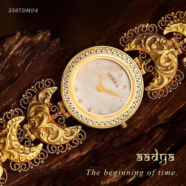 Titan Nebula Nakashi 18k Gold Analog with Diamonds Watch for Women 