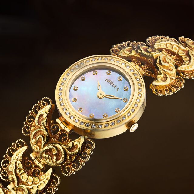 Titan Nebula Nakashi 18k Gold Analog with Diamonds Watch for Women 6