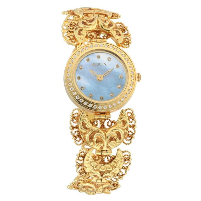 Titan Nebula Nakashi 18k Gold Analog with Diamonds Watch for Women 7