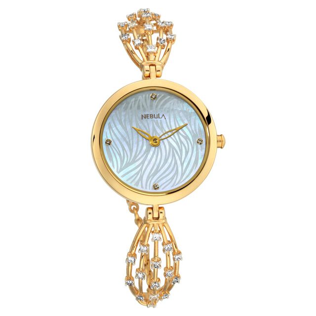 Titan Nebula Ashvi 18k Gold Analog with Princess-cut Diamond Bracelet Watch for Women 2