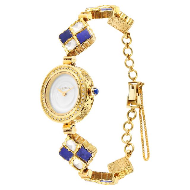 18 Karat Solid Gold Analog Golden Dial Watch for Women 4