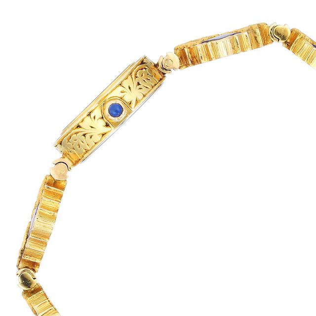18 Karat Solid Gold Analog Golden Dial Watch for Women 5