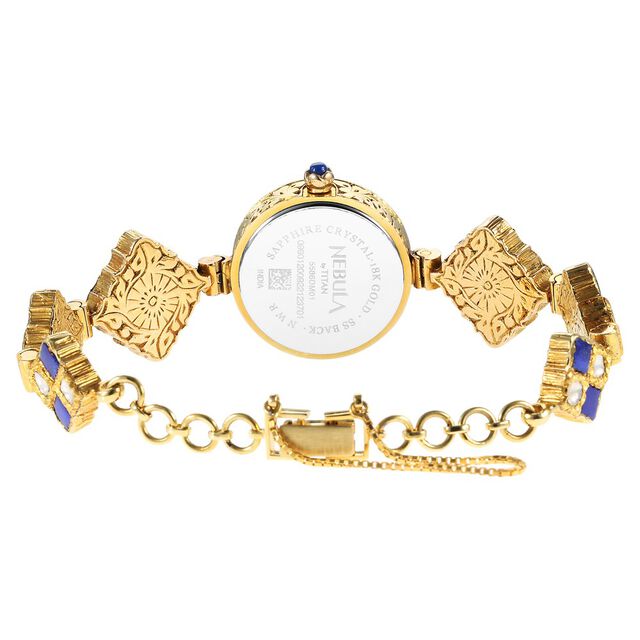 18 Karat Solid Gold Analog Golden Dial Watch for Women 6